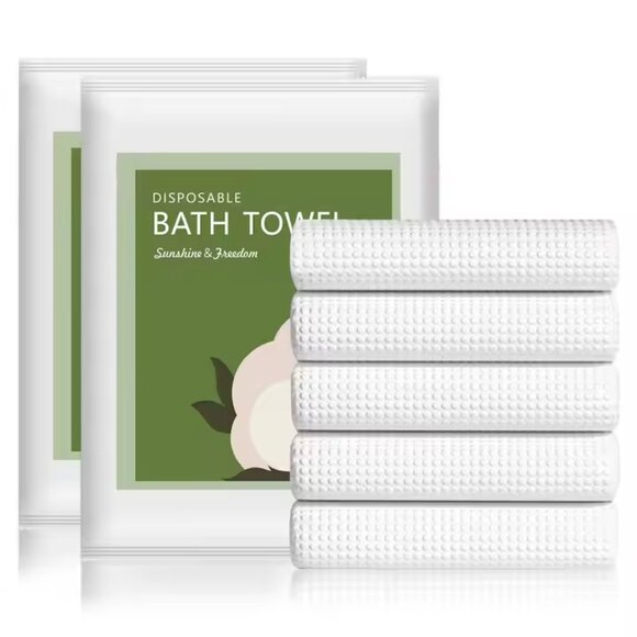 Individually Wrapped Disposable Bath & Shower Towels (10 pack) - Picture 1 of 2